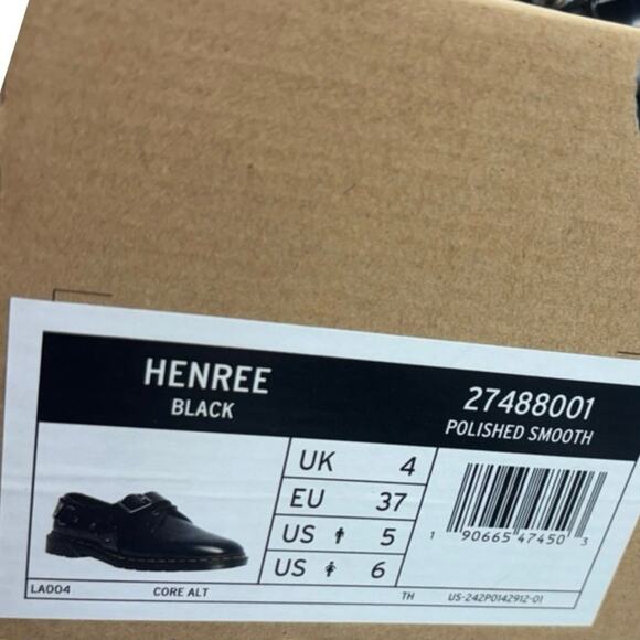 NEW Dr. Martens Henree Unisex Polished Smooth Leather Buckle Lace Up Shoes Sz 6 - Picture 11 of 11